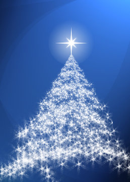 Weihnachtskarte mit Tannenbaum blau