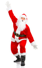 Happy Christmas Santa with gifts. Over white background.