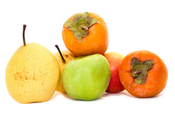fresh fruits on white background