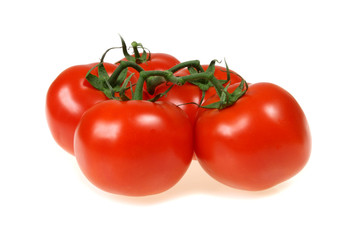 Five fresh tomatoes - vegetables isolated on white