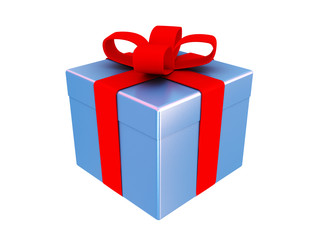 3d render of blue present box isolated