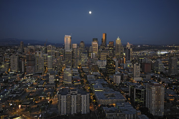 Obraz premium Blick von der Space Needle auf Downtown Seattle
