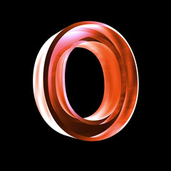 letter O in red glass 3D