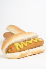 fast food, delicious hot dog isolated over white background