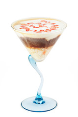 Coffee cocktail with drawing on scum in glass