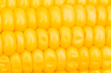 Extreme close up of yellow corn cobs