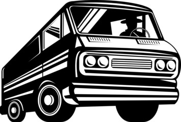 Van viewed from a low angle