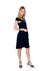 Attractive young glamor lady  with classy evening dress.