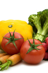 fresh tomatoes on vegetables background
