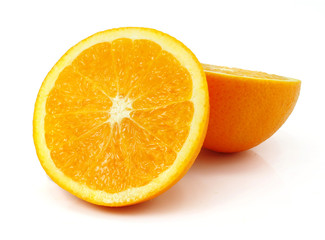 fresh orange fruit cut isolated on white background