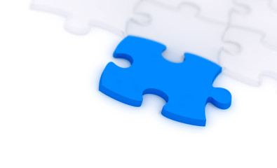 Fototapeta premium one blue and many transparent components of a puzzle