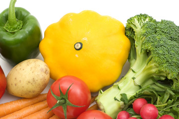 fresh vegetables on white background