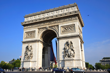 the French  Arc de Triomphe situated in the center of Paris
