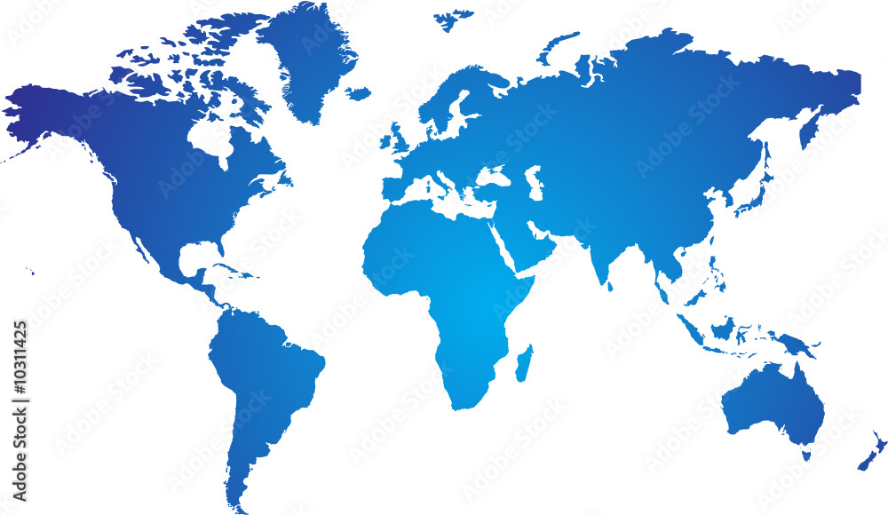 Sticker world map blue