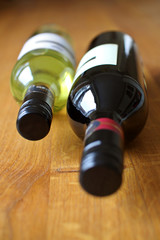 bottle of red and bottle of white wine