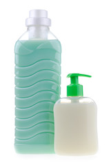 set of cosmetic bottles  isolated on white background