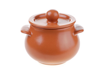 Clay pots for cooking isolated on white background