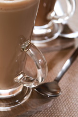 coffee latte macchiato glass in detail