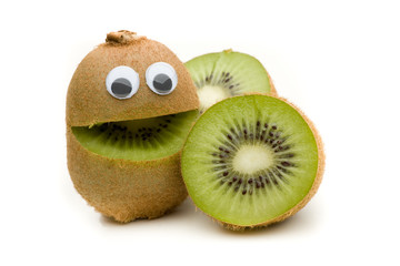 Freundlicher Kiwi mit Mund und Augen