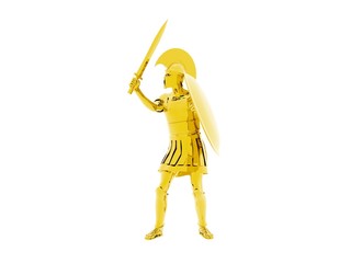 3D illustration of a Gold Greek Spartan Or Roman Warrion