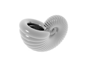 3D Illustration of a silver sea shell