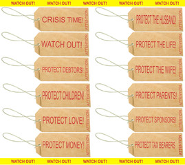 WATCH OUT! Labels with inscriptions