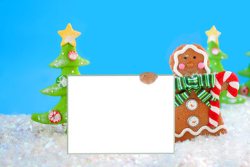gingerbread man cookie in a winter wonderland