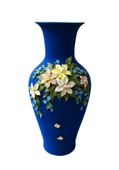 Dark blue vase in a flower