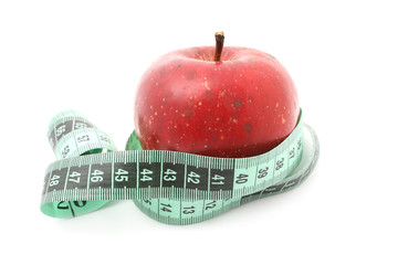 apple with meter isolated on white