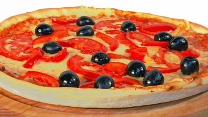 Tasty Italian pizza, isolated on white background