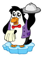 Penguin waiter on iceberg