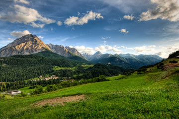 Panoramic view on late afernoon at Scuol, Switzerland. - 10326885
