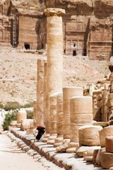 Tourist vacation in nabatean town Petra, beduins , Jordan