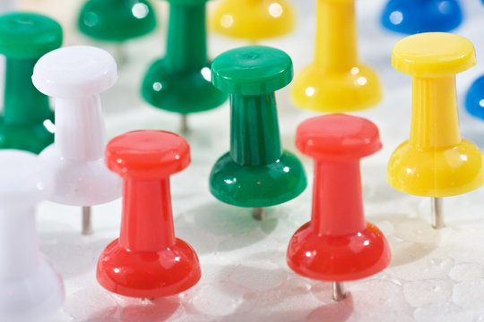 group of colorful office pins
