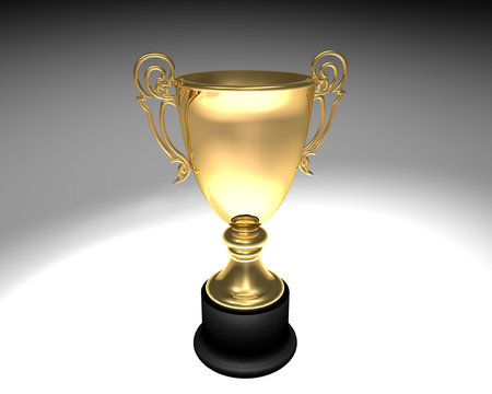 3d Illustration of a isolated trophy cup on neutral background