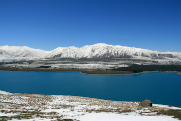 The rich blue glacial lake colours of New Zealand