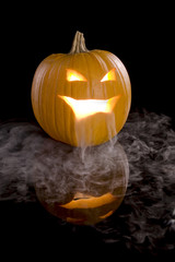 Jack-o-Lantern with mist pouring from it's mouth