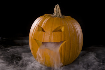 Jack-o-Lantern with mist pouring from it's mouth