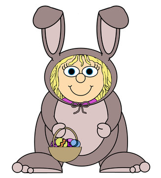 Easter Bunny Fancydress Cartoon - Isolated On White