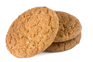 oatmeal cookies isolated on white with shadows