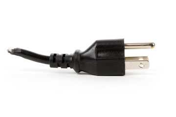 black power cord Plug with white background