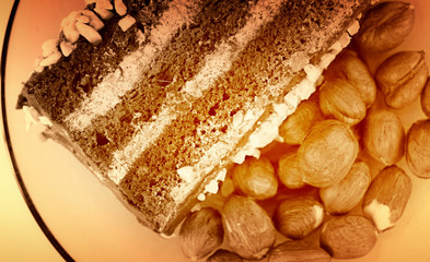 Almond cake with chocolate stuffing