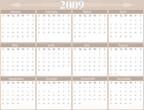 2008 Year calendar