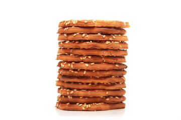 Stack of cookies isolated on white.