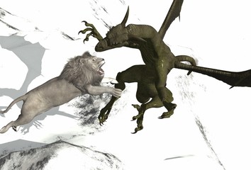 dragon vs lion blanc parfait pour un projet photoshop