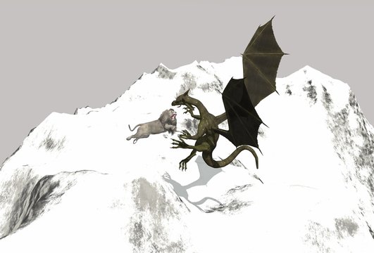 dragon vs white lion perfect for photoshop project