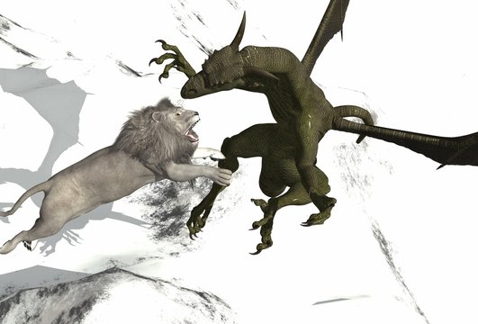 dragon vs white lion perfect for photoshop project