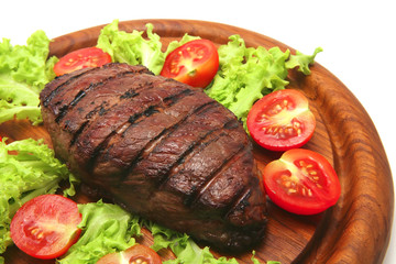 served roasted beef meat steak