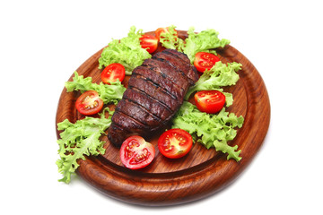 served roasted beef meat steak