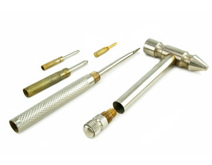 Metallic demountable hammer and screwdriver isolated